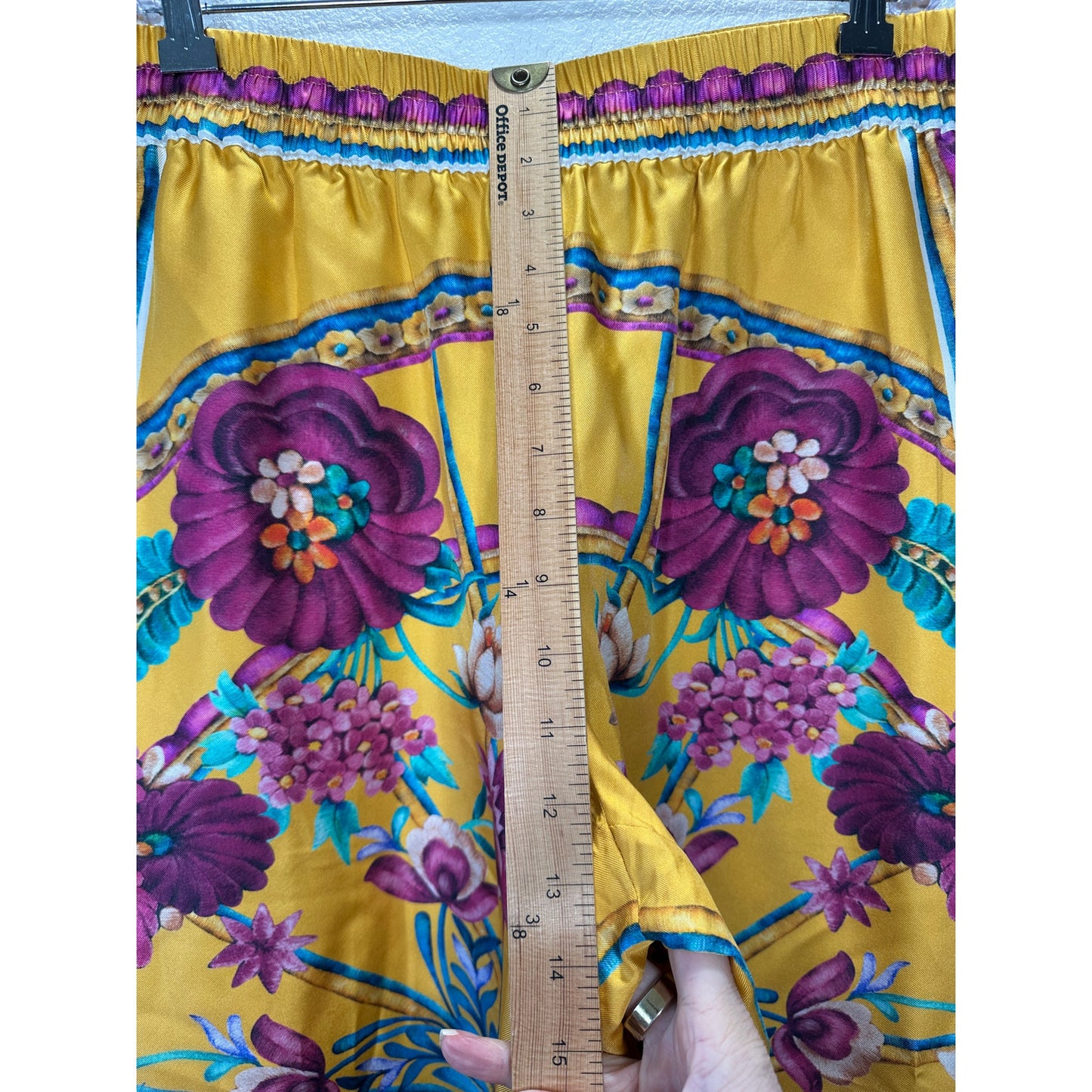 La DoubleJ Yellow Multi-Color Printed Silk Pull-on Palazzo Pant XL