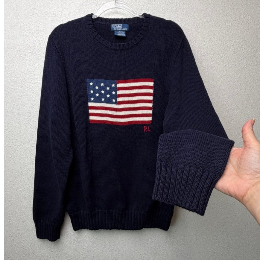 Polo Ralph Lauren Navy Flag Cotton Sweater Men M