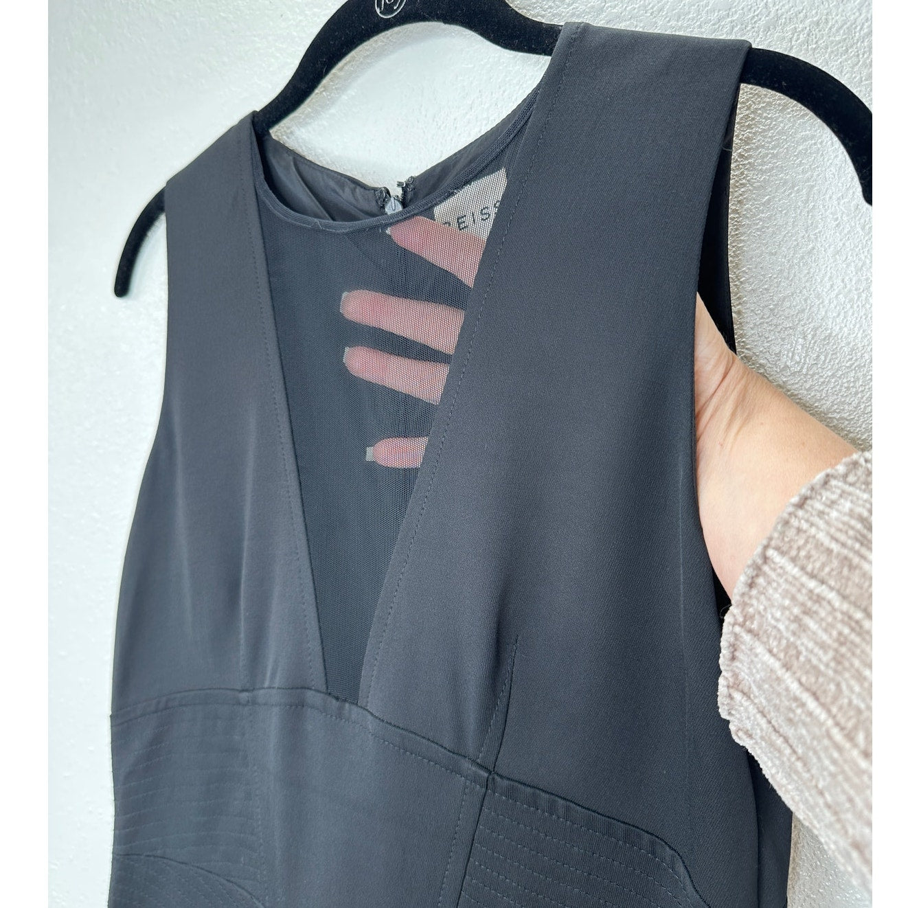 Reiss Black Sheer Mesh Brightwell Pencil Sheath Dress 6