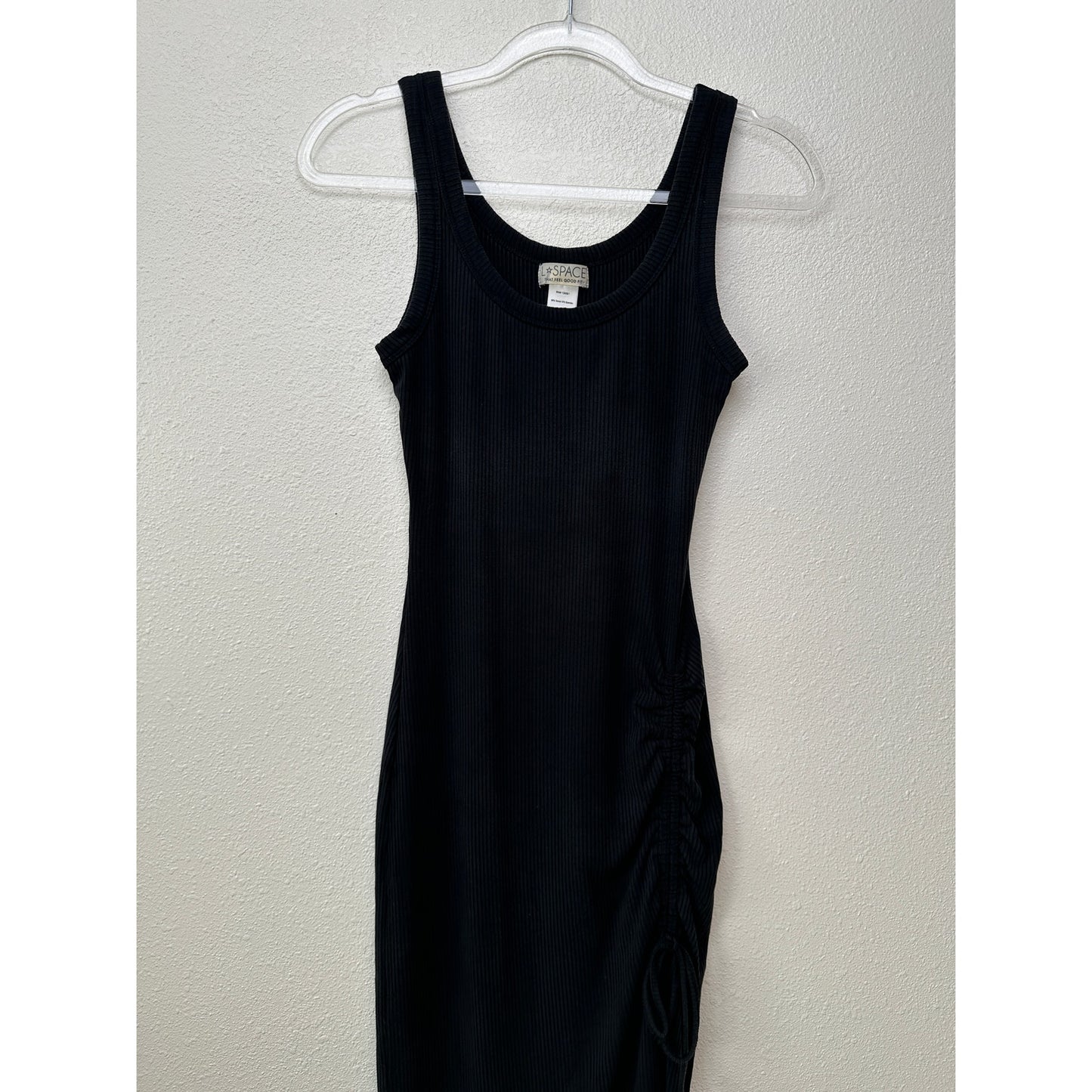 L Space Sandpiper Dress Black Women XS Ribbed Midi