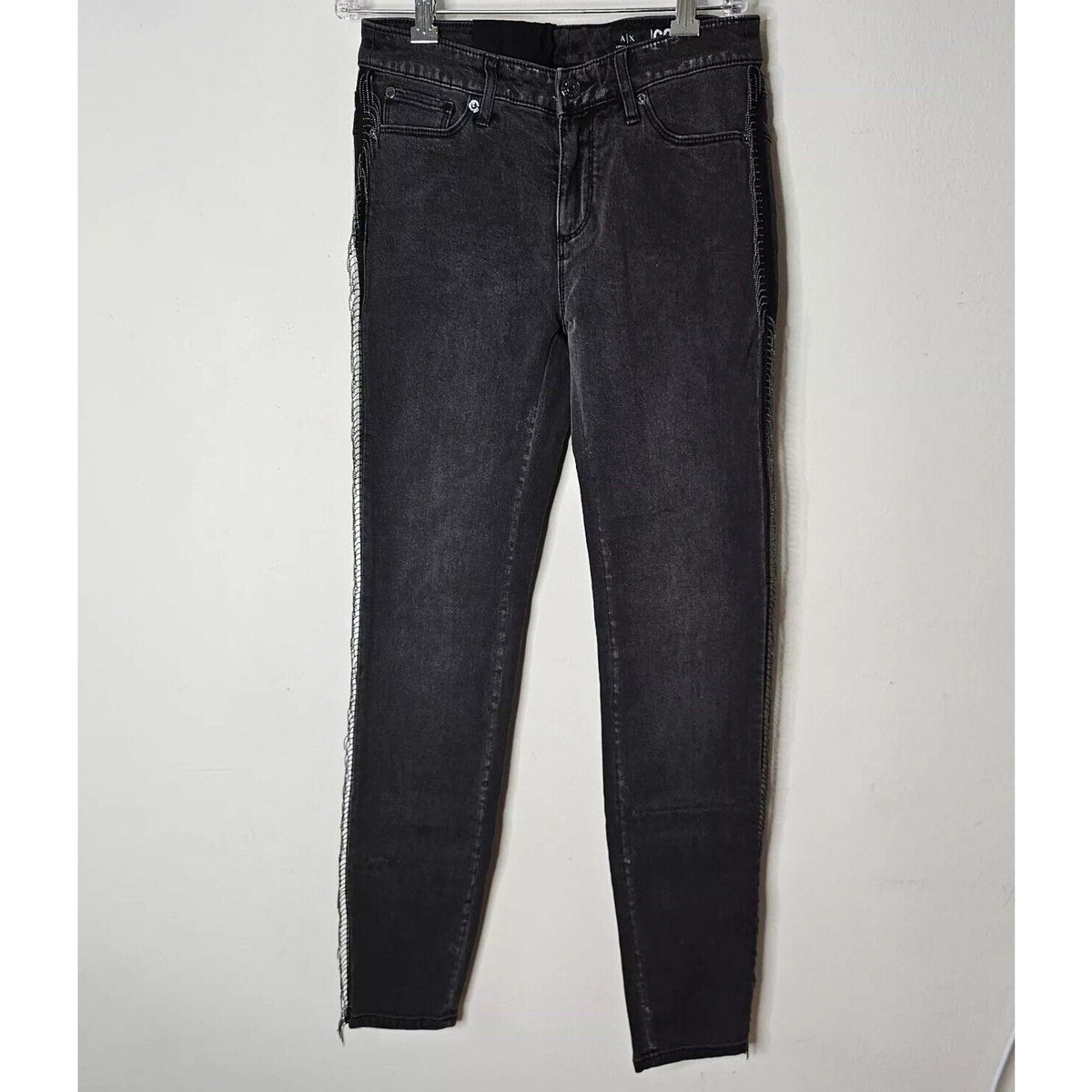 NWOT Armani Exchange J69 Super Skinny Lift Up Mid-Rise Dark Gray Jeans 27