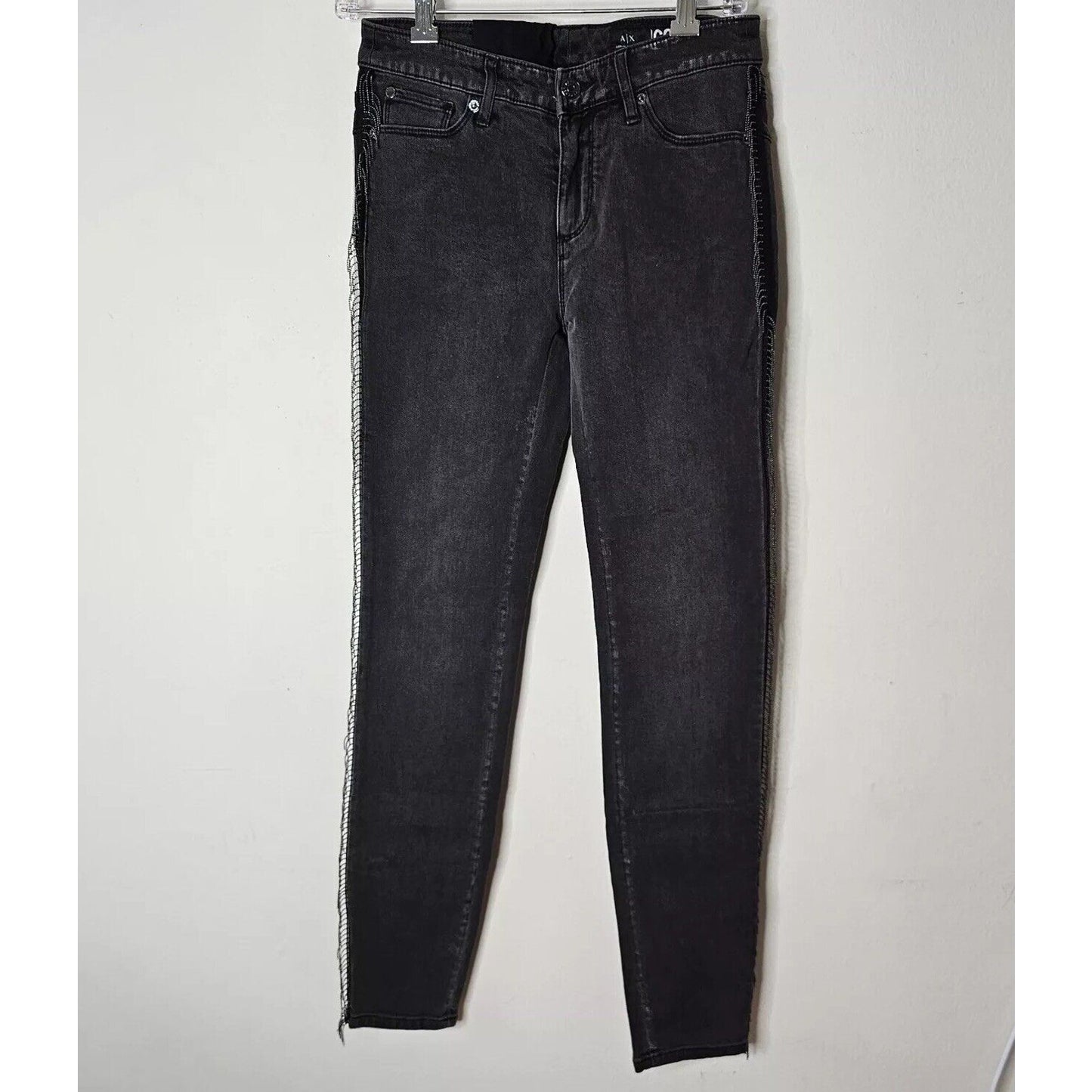 NWOT Armani Exchange J69 Super Skinny Lift Up Mid-Rise Dark Gray Jeans 27