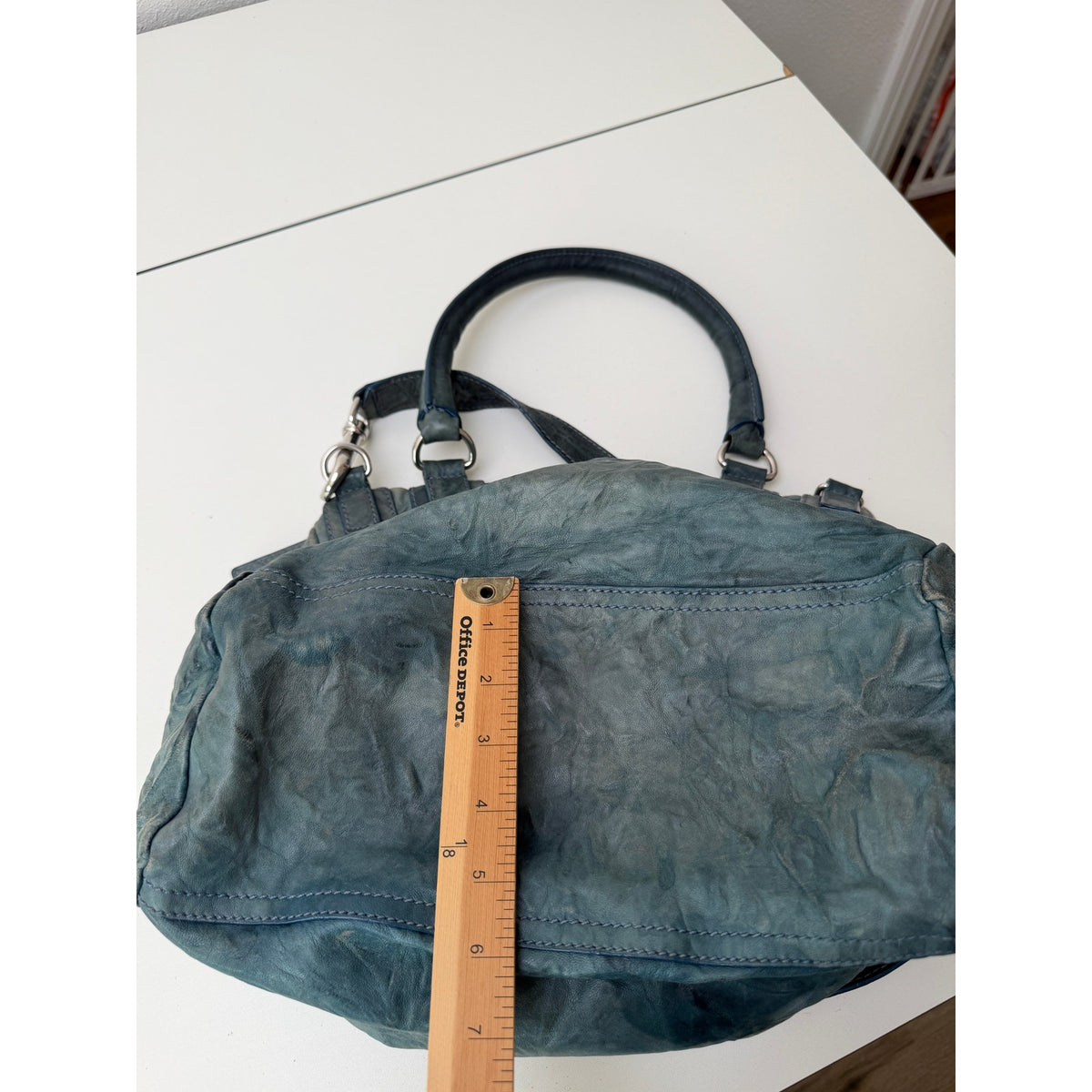 Givenchy Blue Green Zip Satchel Bag Women's