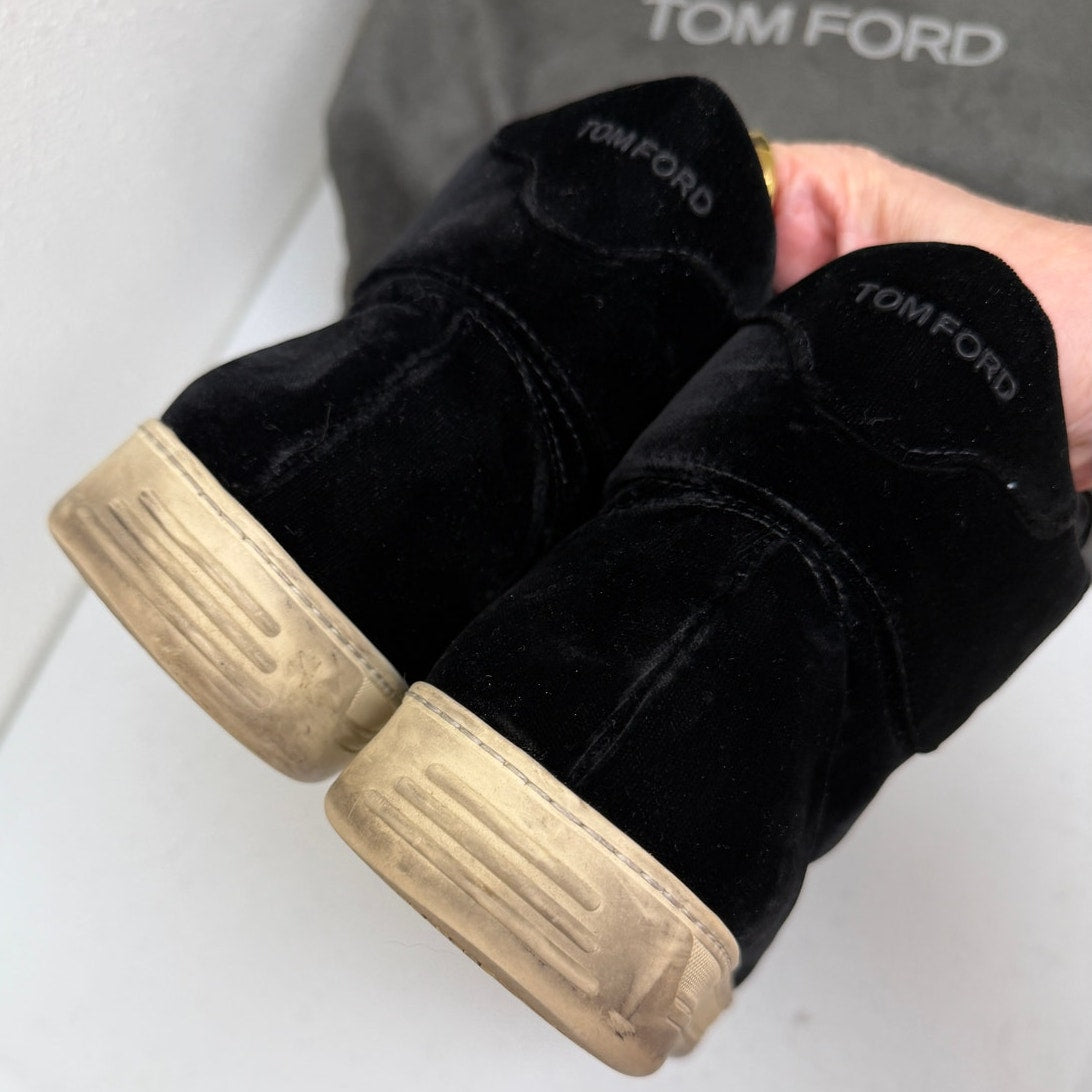 Tom Ford Black Suede High Top Sneakers Size EU 44