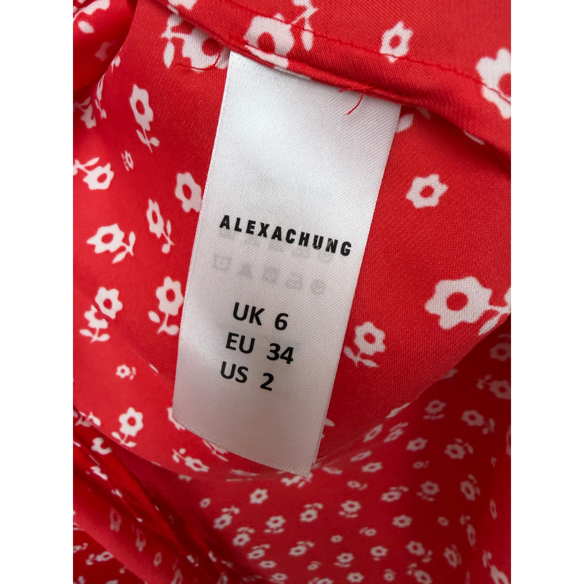 ALEXACHUNG Red Floral Wrap Mini Dress Women US 2