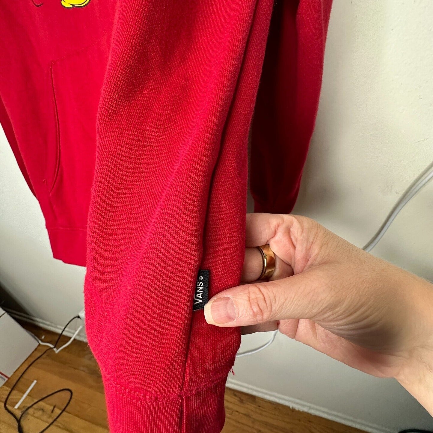 Disney X Vans Red Mickeys 90 Anniversary Front Pocket Pullover Fleece Hoodie M