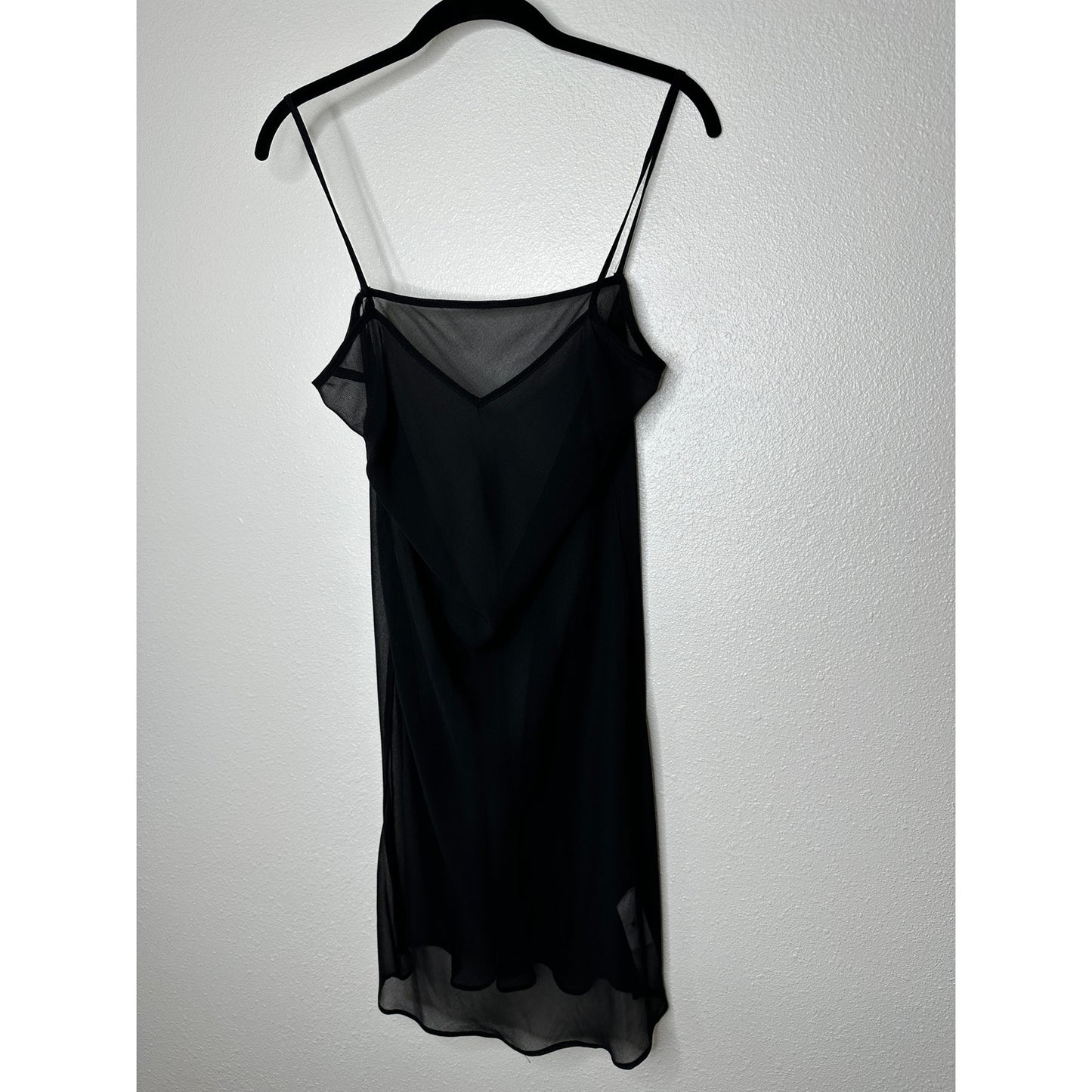 Zara Black Sheer V-Neck Spaghetti Strap Slip Mini Dress S