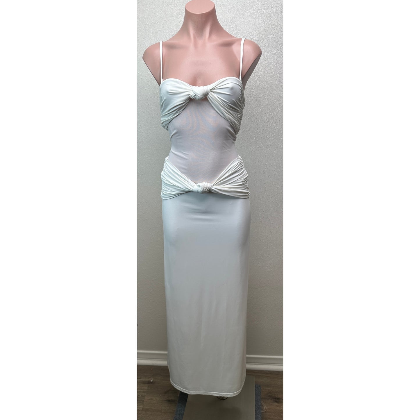 NWT Sasha Therese Amara Maxi Dress White XXS Sheer