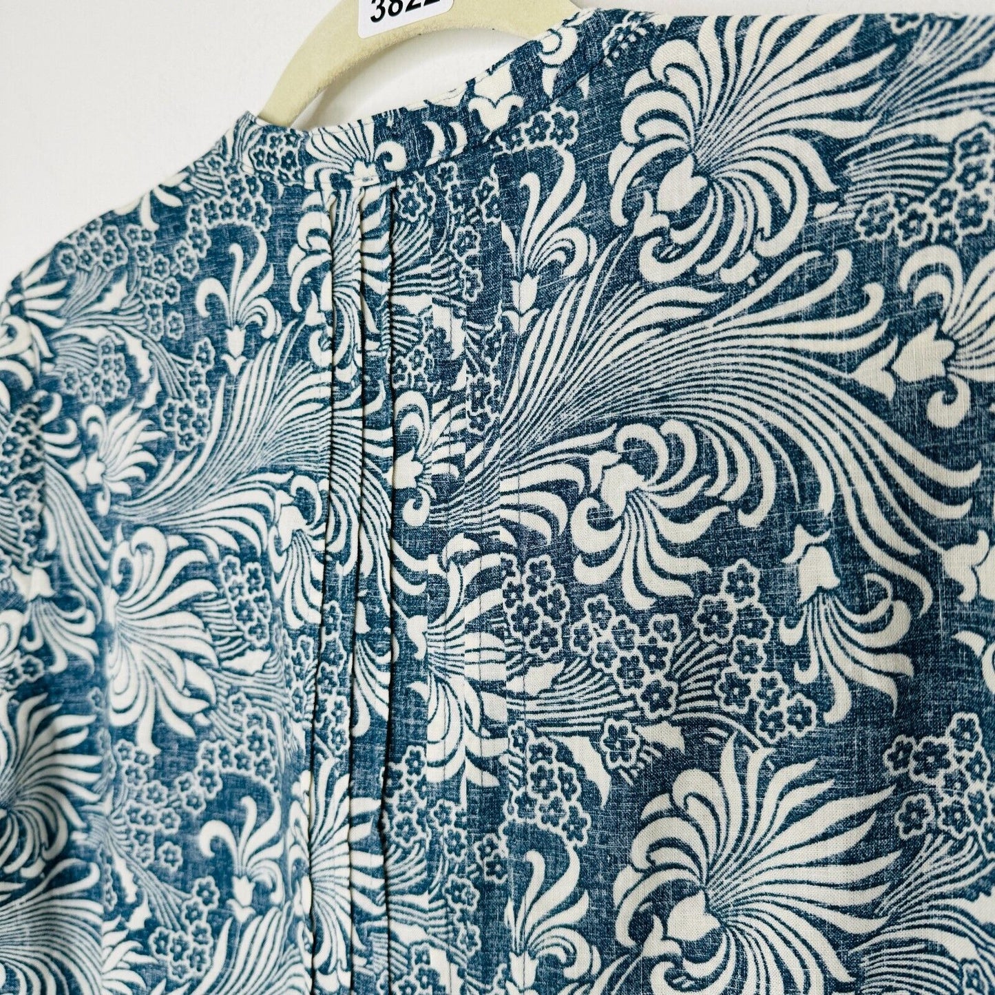 Faherty Cream & Blue Hawaiian Print Gemina Tunic Dress Split VNeck Short Sleeve