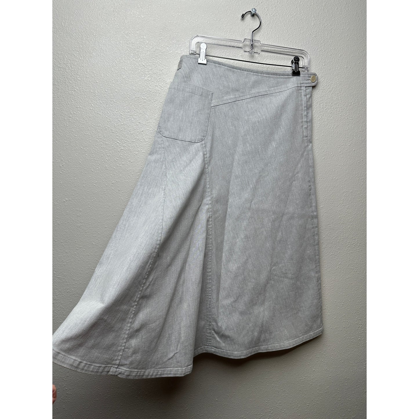 Y's Skirt Gray Womens US S Wrap Midi
