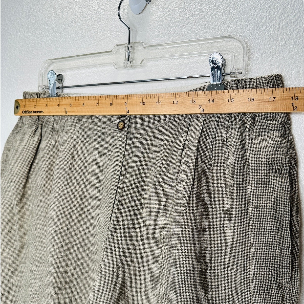 Poetry Brown & Cream Houndstooth cinch Waist Cropped Linen Trouser Pants 12