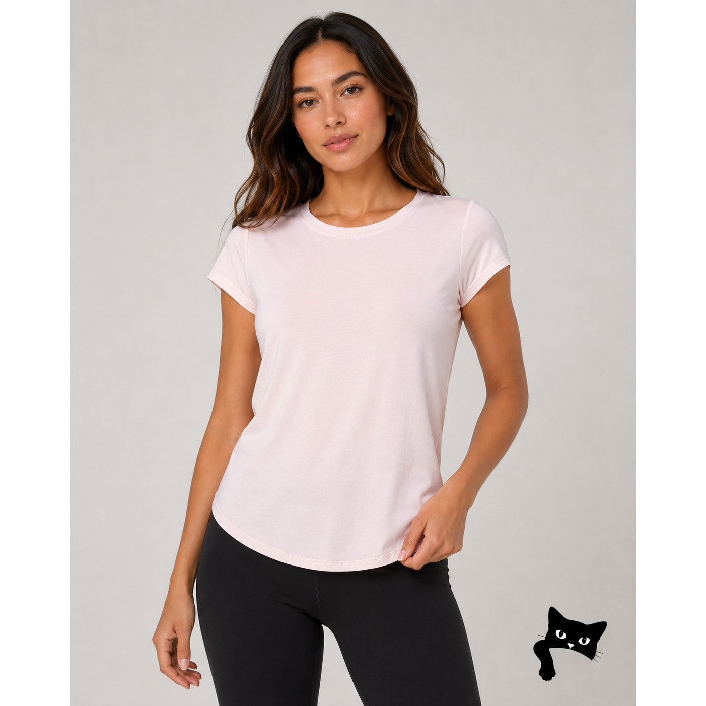 Lululemon Pale Pink Short Sleeve Round Neck Curved Hem Tee Shirt 6
