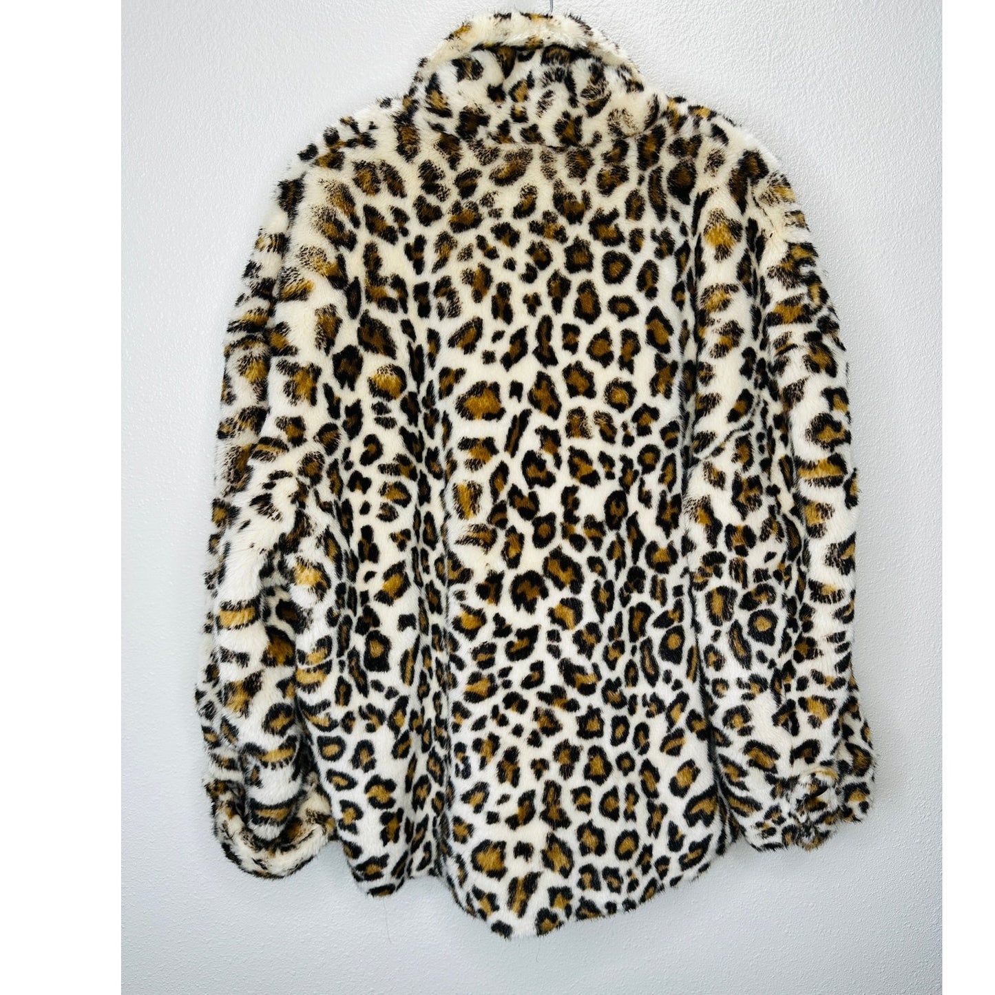 Betta Corradi Cream Brown Black Leopard Print Fuzzy Double Breasted Jacket