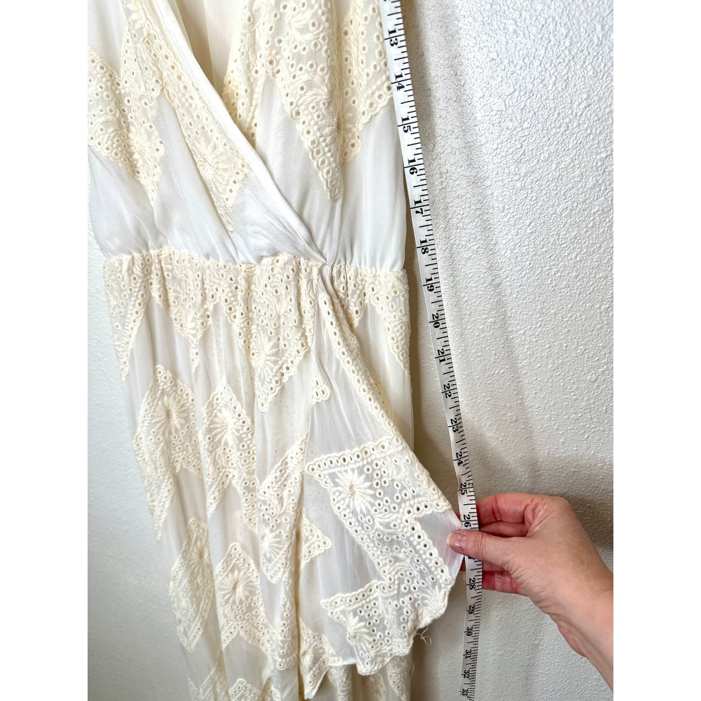 Lavender Brown Cream Willow Ruffle Embroidered Tulip Midi Dress L