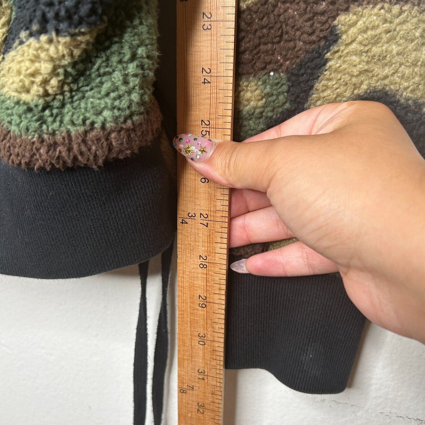 Faith Connexion Camo Sherpa Zip Hoodie Jacket Split Kangaroo Pocket Lace Side SM