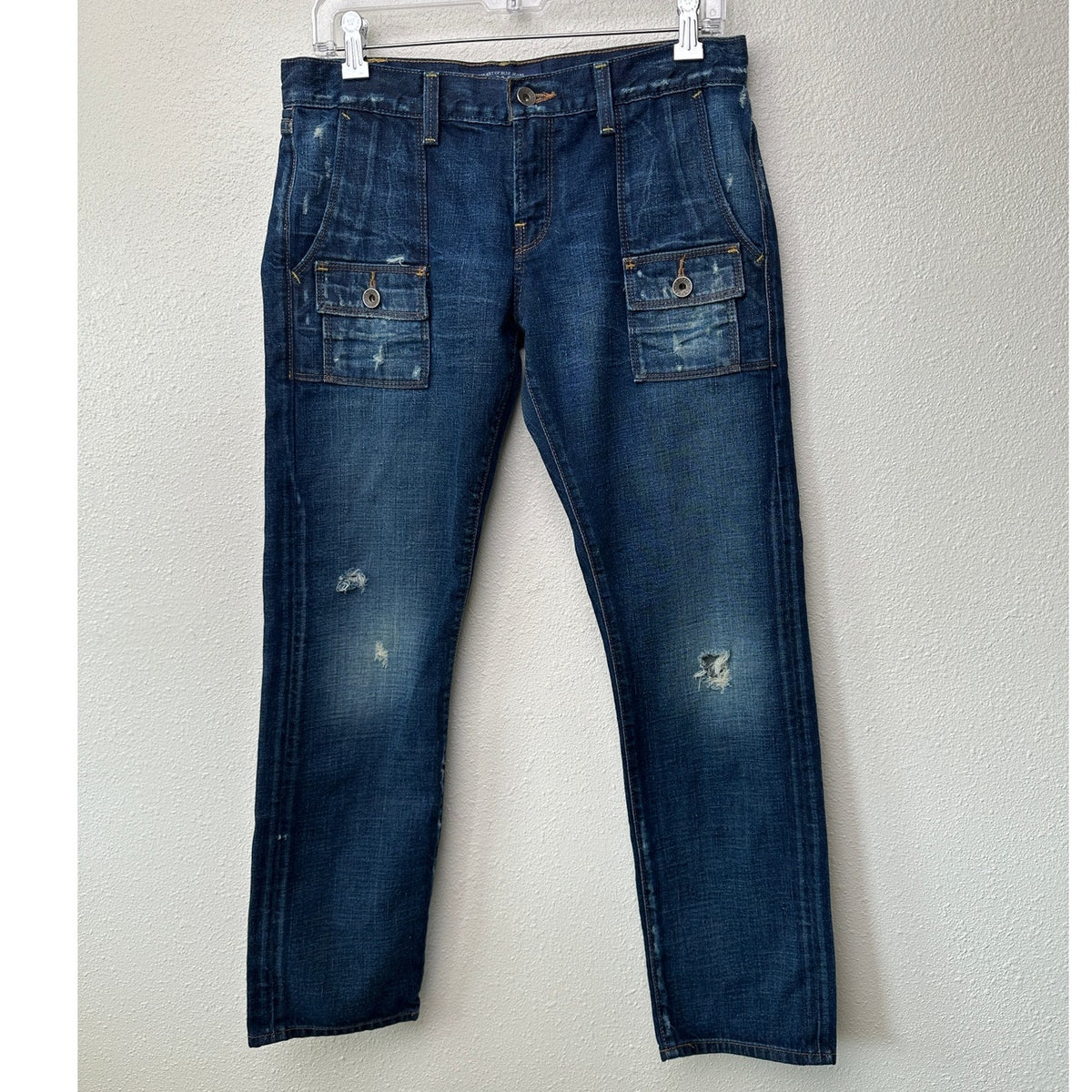 Lucky Brand Y2K Low Rise Dark Medium Wash Cargo Jeans Size 4/27