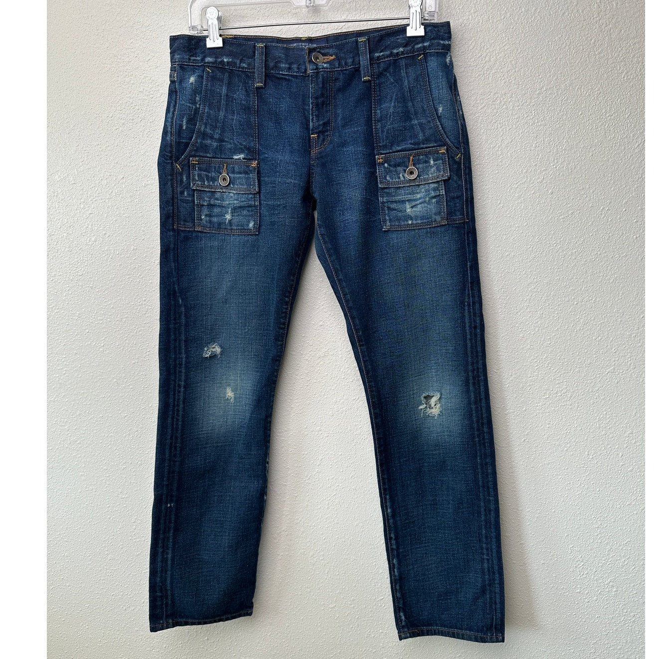 Lucky Brand Y2K Low Rise Dark Medium Wash Cargo Jeans Size 4/27
