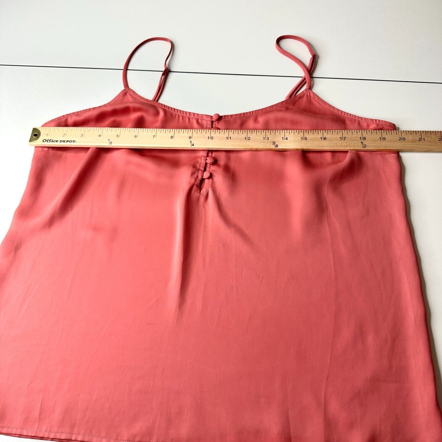 L'Academie Peach 5-Button Loop Close Knit Tank Adjustable Straps Cami Top L