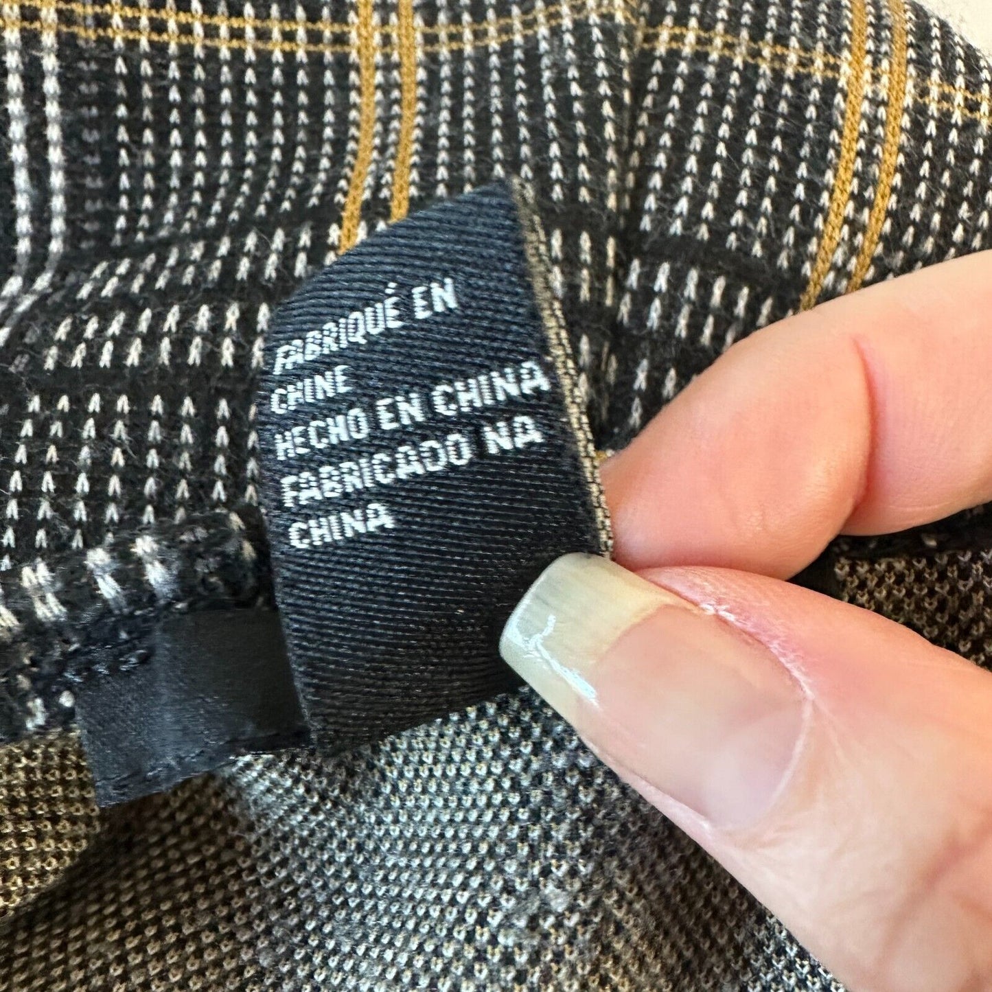 Cute Gold Gray White Black Plaid Sleeveless Knit Jumper Overall Mini Dress Med