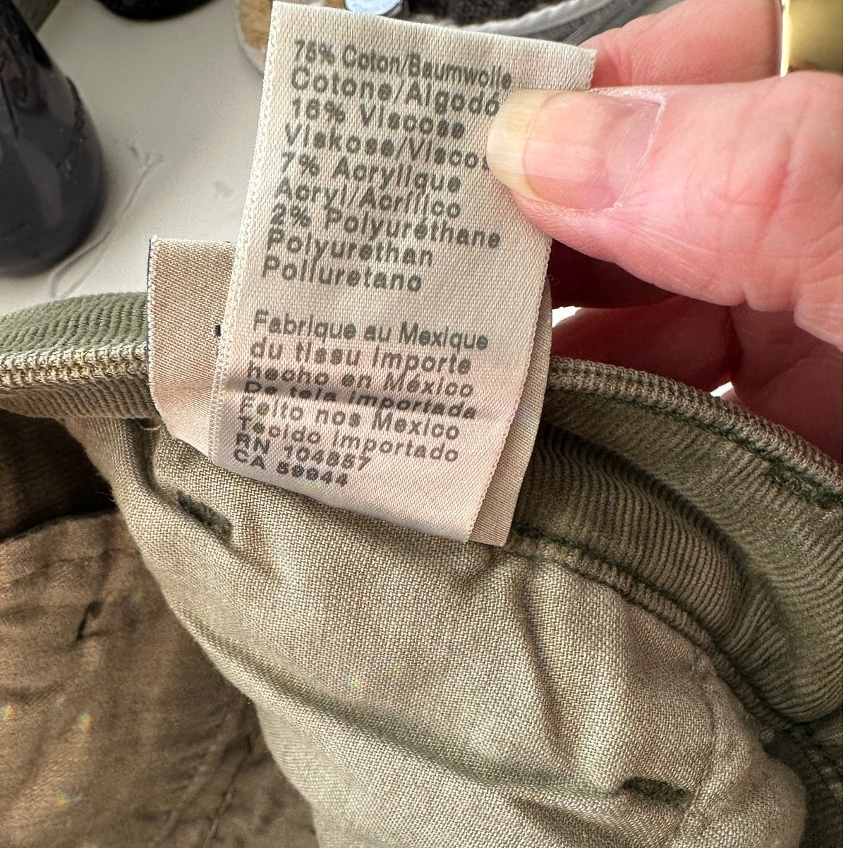 AG Adriano Goldschmied Caden Tailored Corduroy Trousers Olive Green Women’s 31R