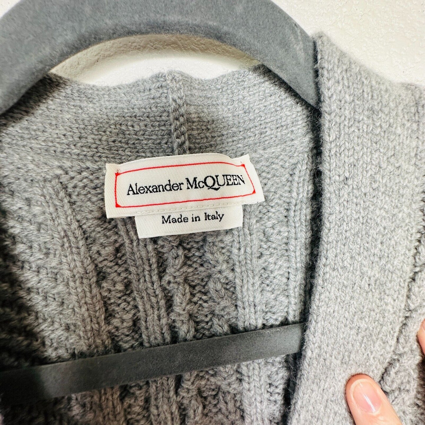 Alexander McQueen Knit Gray Cinch Waist Black Color Block V Neck Sweater Dress M