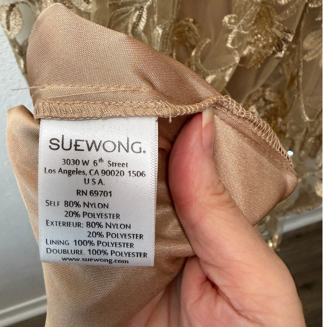 Sue Wong Beaded Sequin V-Neck Floral Dress 16