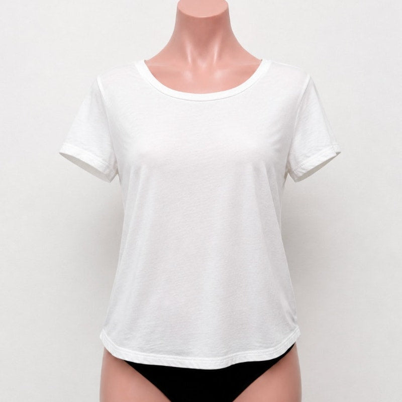 PAIGE Haven White Pima Cotton Crewneck Tee Womens S