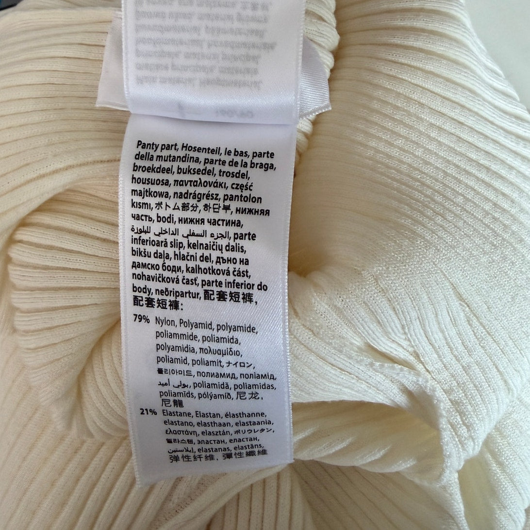 Wolford x Simkhai Ribbed Off Shoulder Wool Bodysuit Cream S