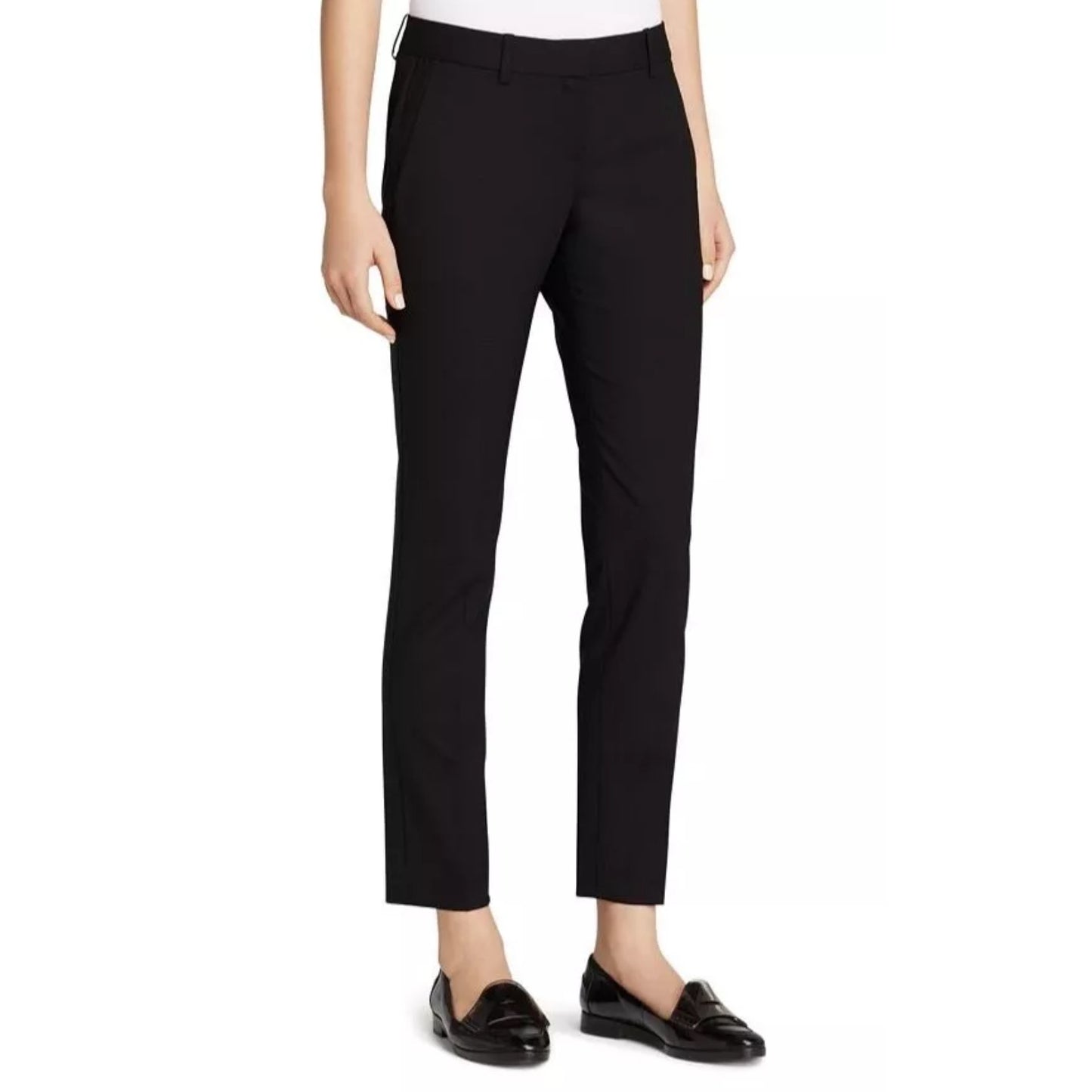 Theory Black Testra 2B Straight Leg Wool Blend Trouser Pants 8