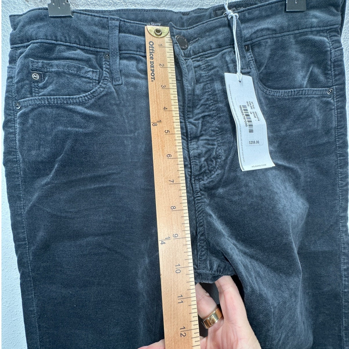 NWT AG Adriano The Farrah Steel Gray High Waist Skinny Velvet Jeans