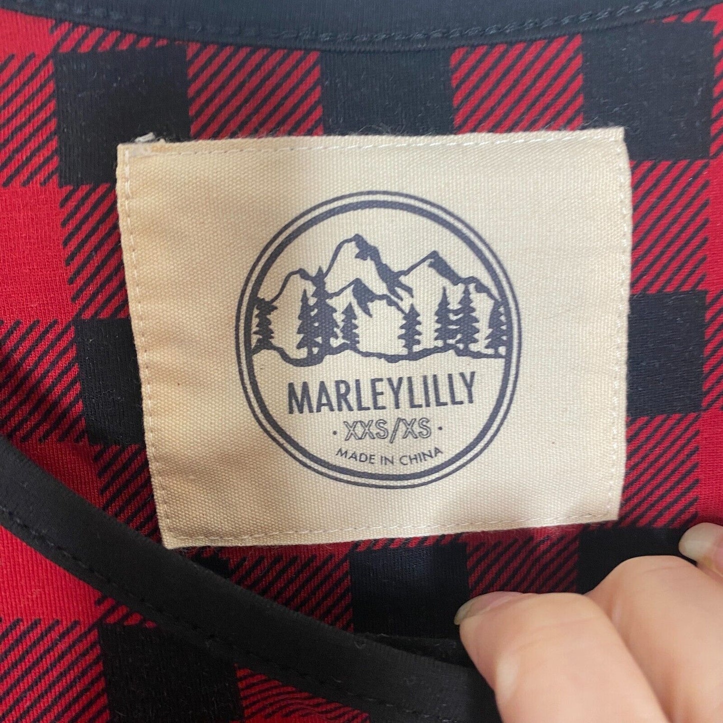 NWT Marleylilly Red & Black Buffalo Plaid Front Pocket Long Sleeve Flannel Tunic