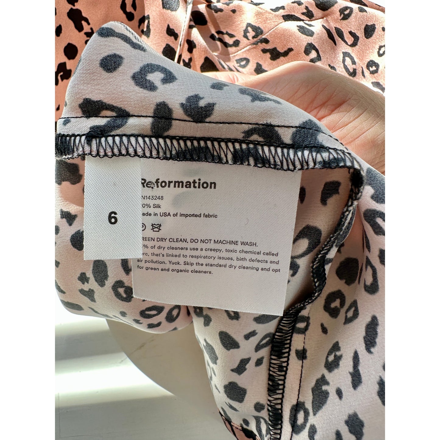 Reformation Silk Cheetah Mini Dress Pink/Black US 6 Spaghetti Strap