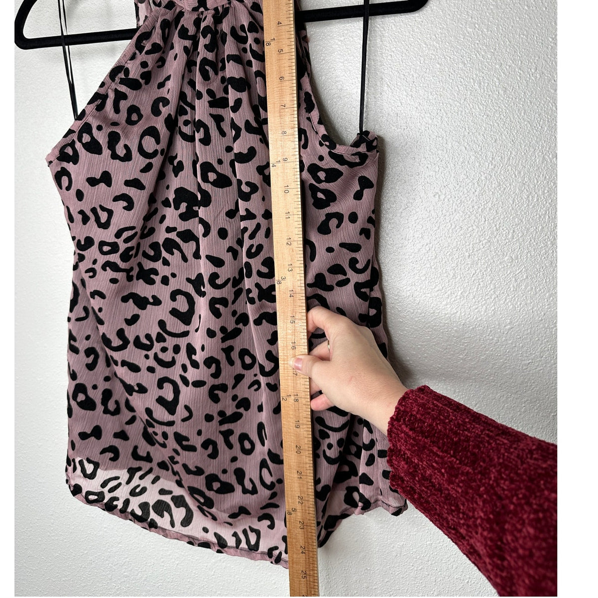 Bishop + Young Dusty Pink & Black Cheetah Print Tie Neck Blouse S