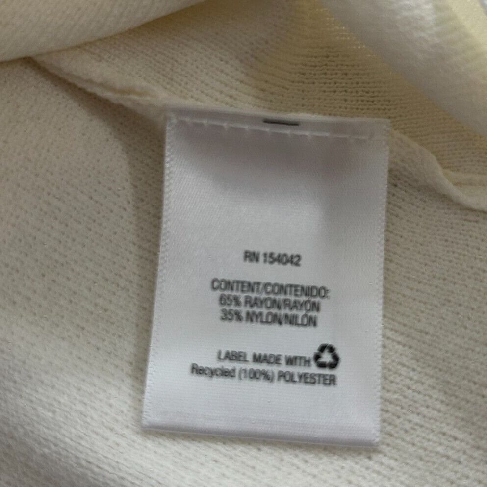 NWT Olivia Warren Off-White Round Neck 3/4 Grommet Tie-Sleeve Sweater Small