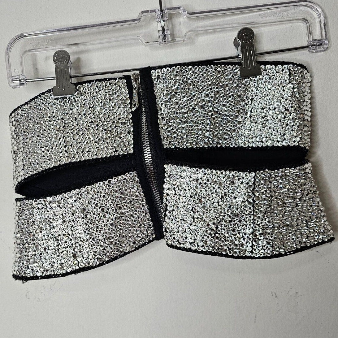 RARE Unique Bryan Hearns Bejeweled Criss Cross 90s Designer Belt with Zip Back