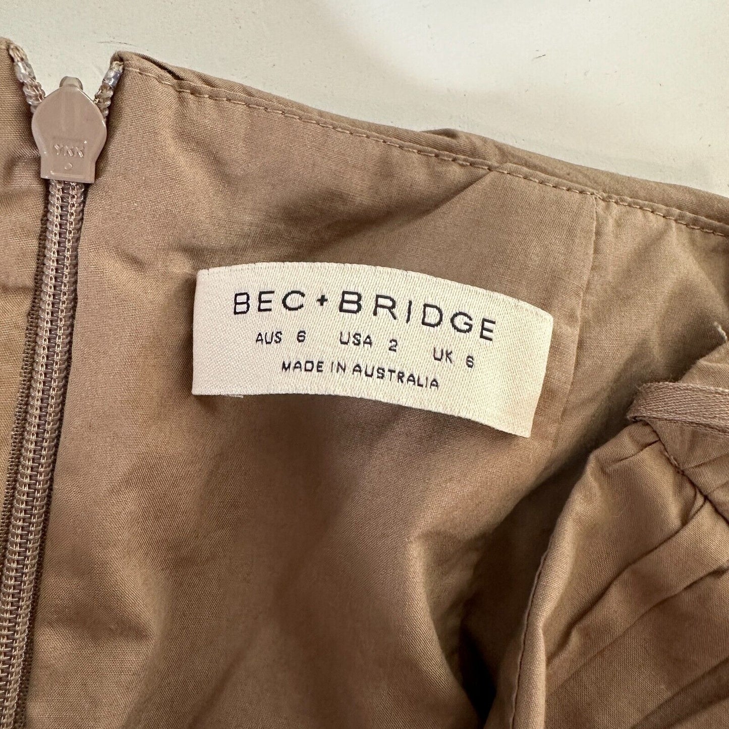 NWT BEC + BRIDGE 2-Piece Mocha Sweetheart Neck Bandeau & Pleat Gathered Skirt 2