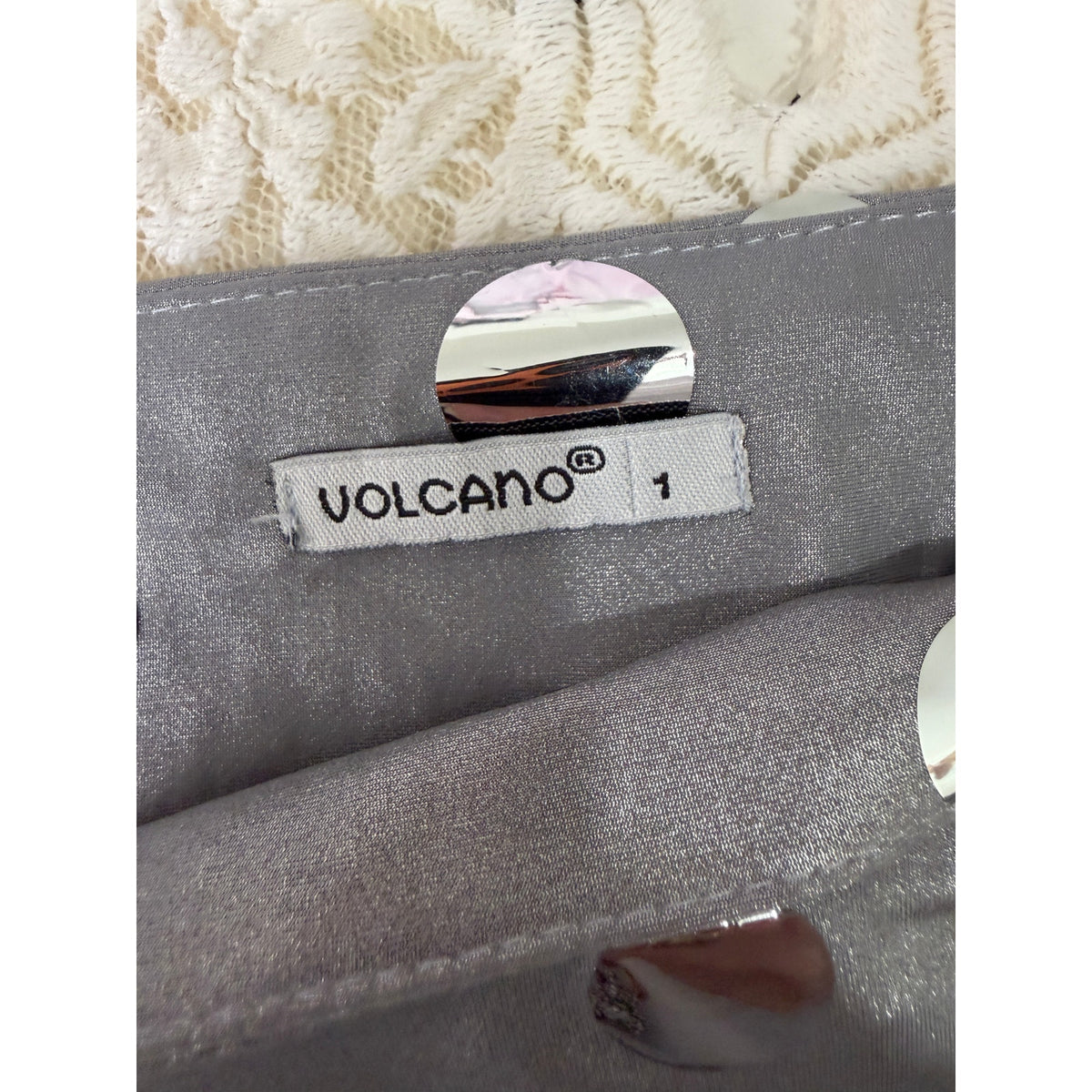 Volcano Silver Mirror Disc Mini Dress Women Size 1