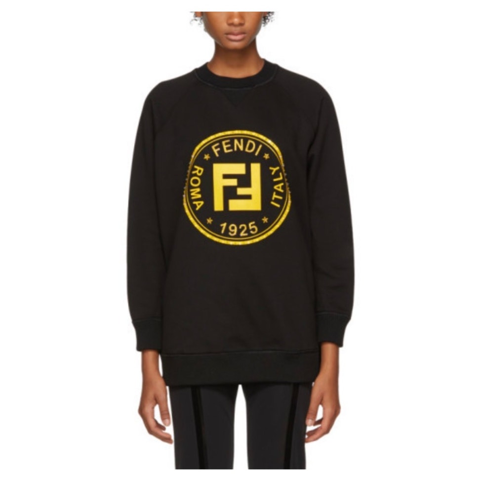 Fendi Black Roma 1925 Logo Crewneck Sweatshirt Women’s L