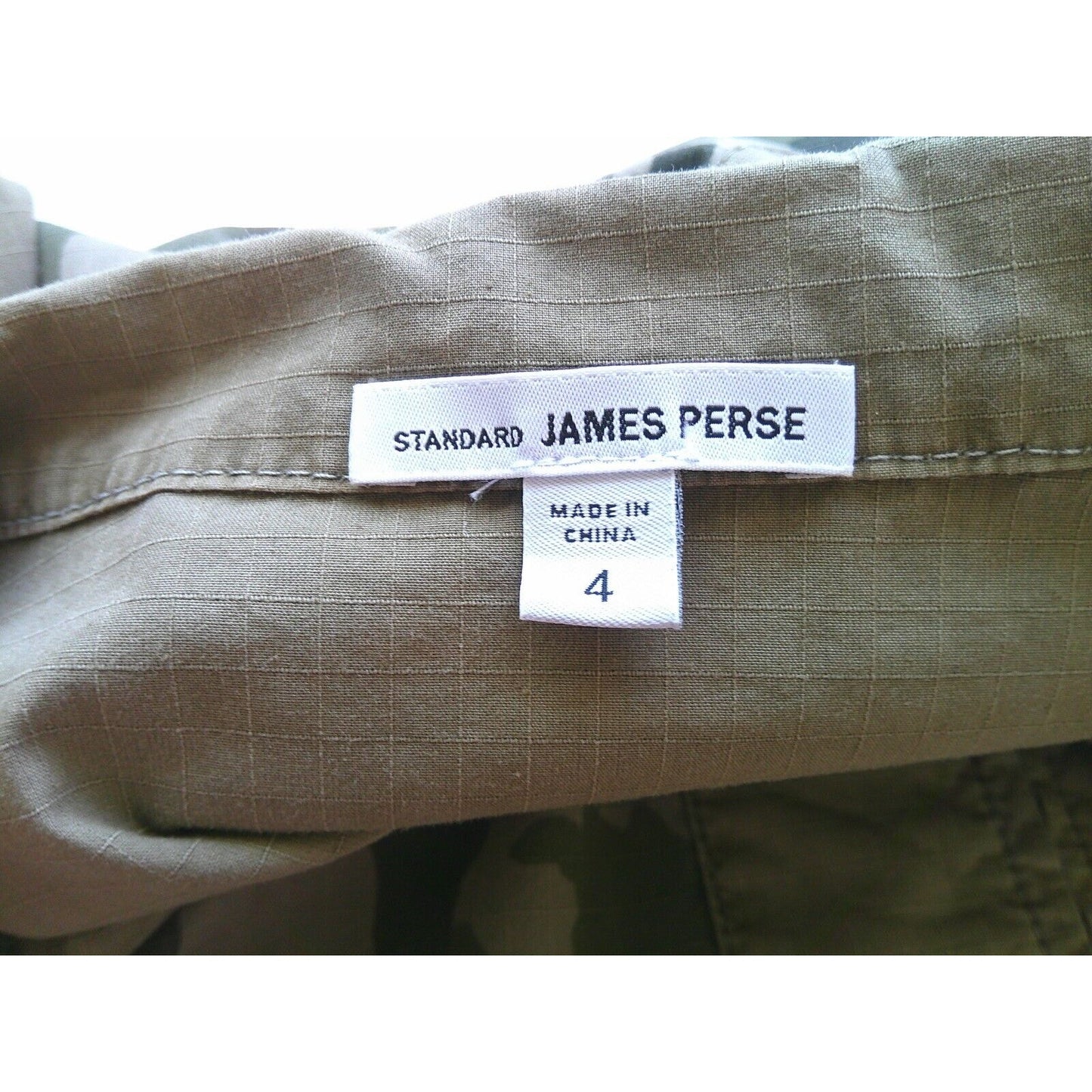 James Perse Army Green Tan Camo Print Zip Band Neck Long Sleeve Jacket 4 / XL