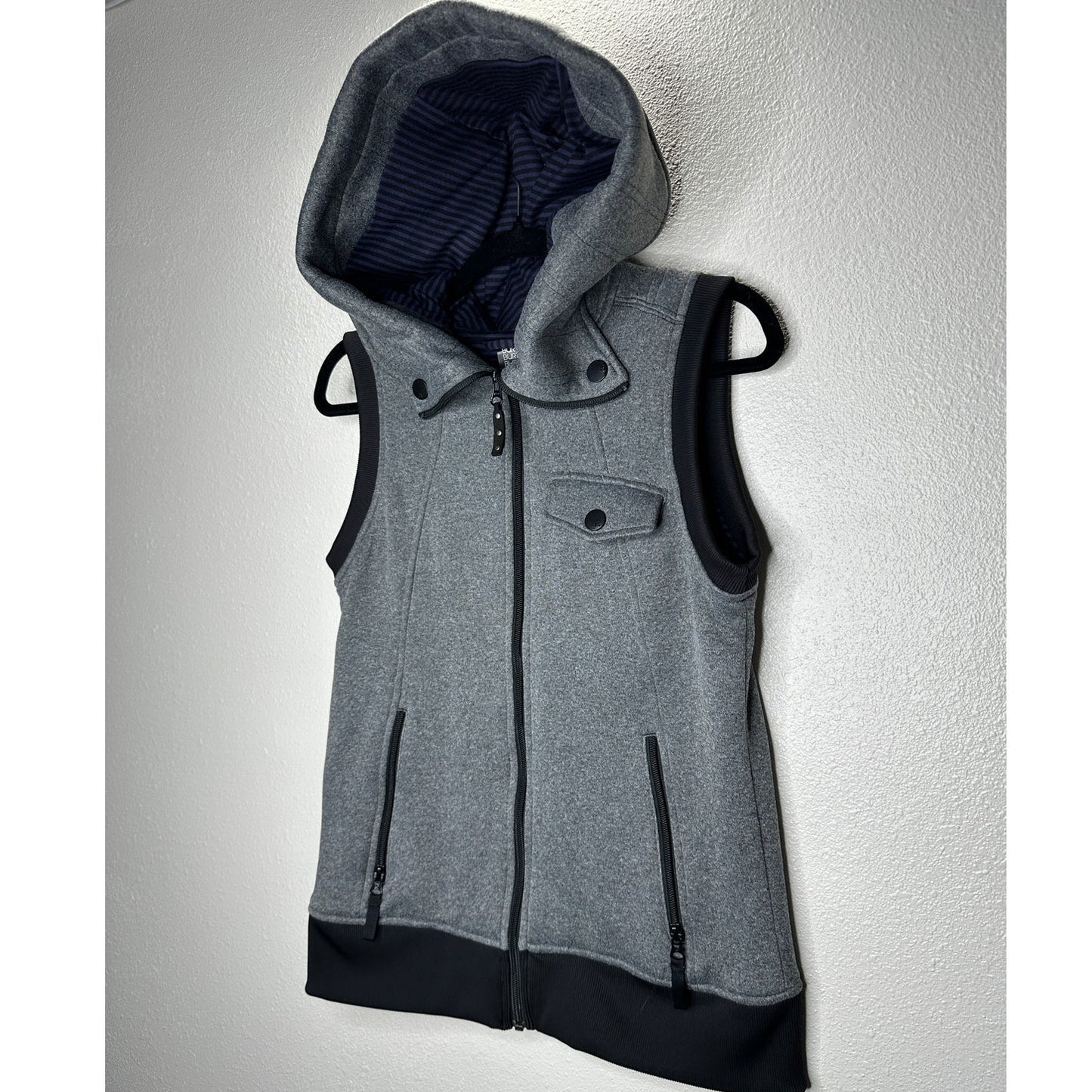 Burton Gray & Black Dry Ride Starr Hooded Zip Snowboard Vest M