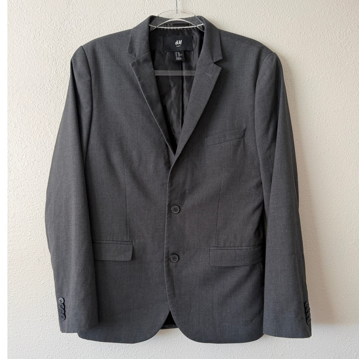 H&M Slim Fit Charcoal Gray Two Button Blazer Suit Jacket Men's US 40R