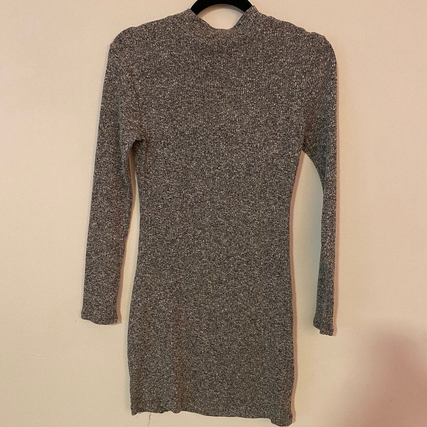Better Be Marled Grey Knit Mock Neck Long Sleeve Split Front Bodycon Mini M