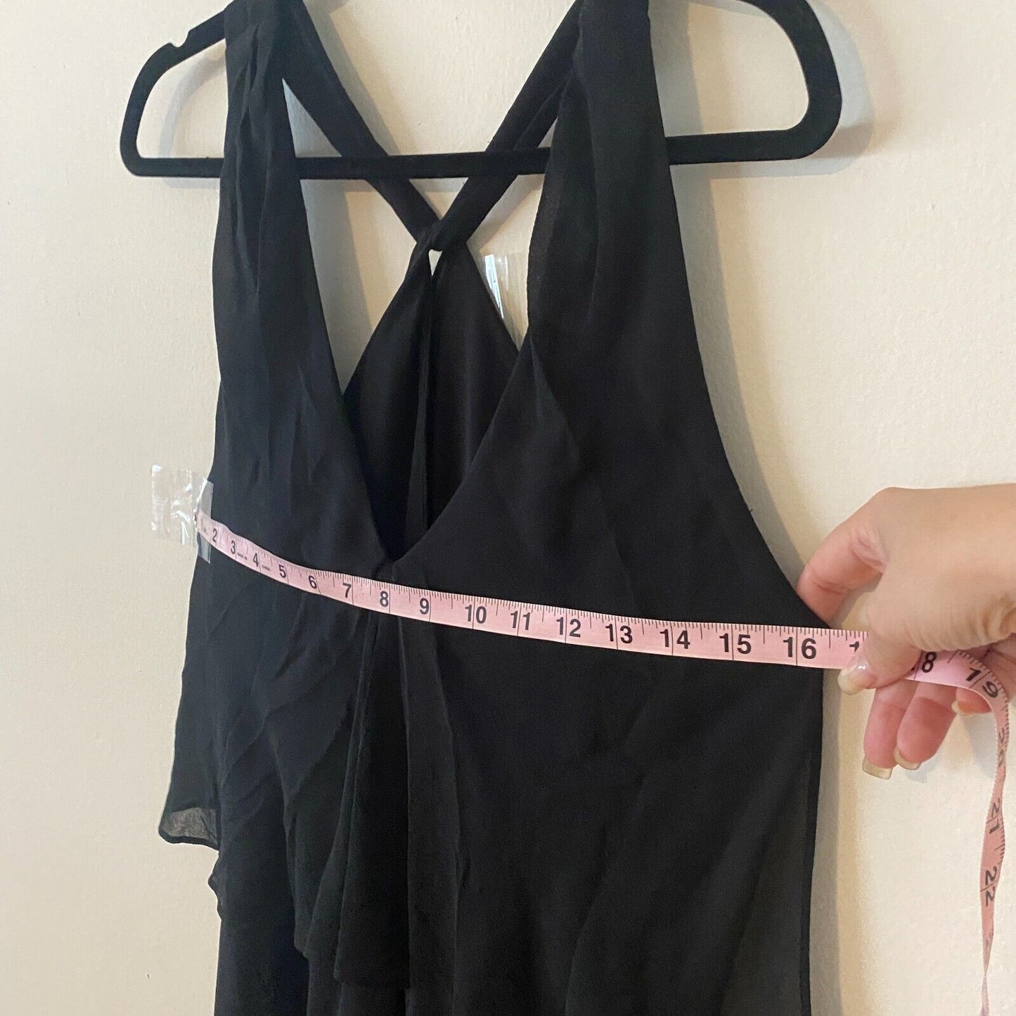 Aritzia Babaton Black SILK Chiffon Flowy V-Neck Crisscross Racerback Maxi Small