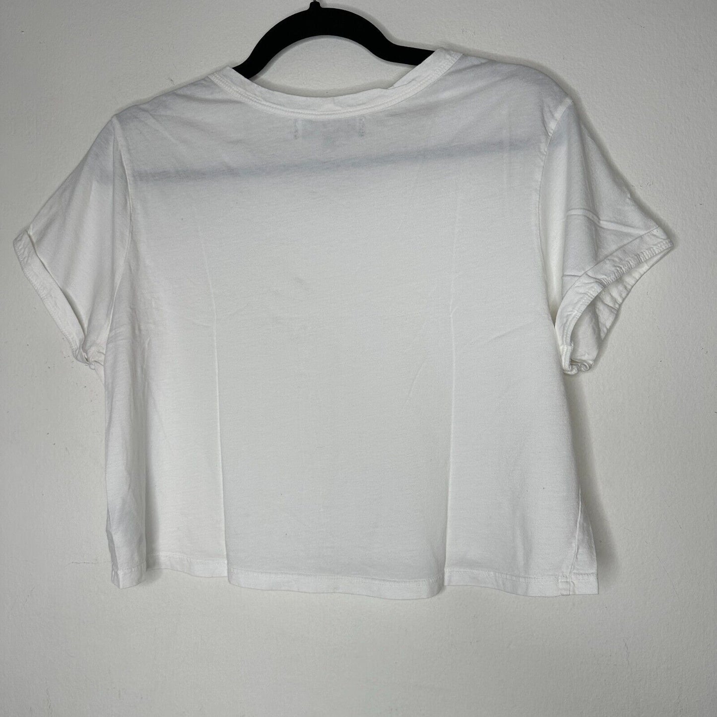 Groceries White Round Neck Short Sleeve Crop Top 100% Organic Cotton Tee Small