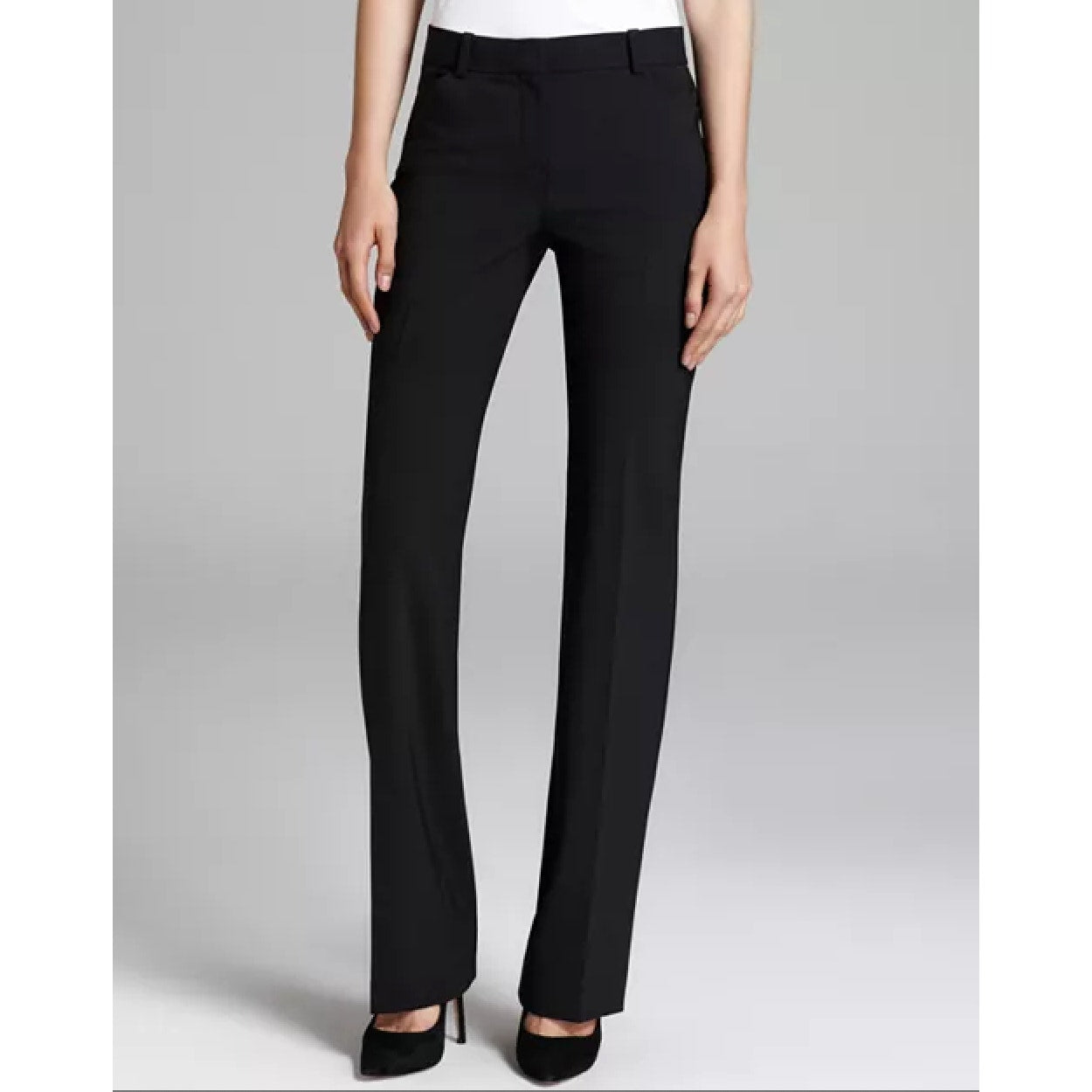 Theory Black Max 2 Edition Zip Front Slit Pockets Center Crease Pants 6