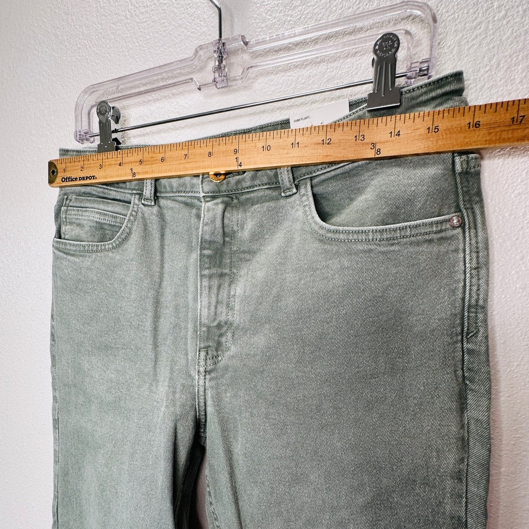 NWT Zara Olive Mini Flare High Rise Flare Leg Ankle Stretch Jean 10