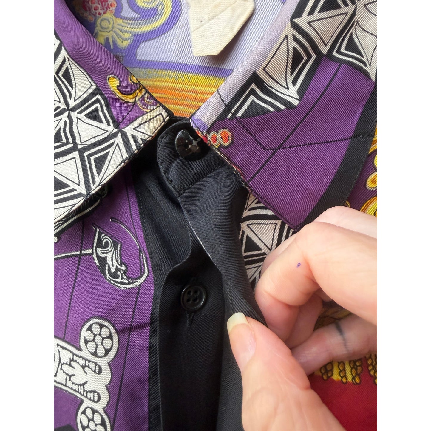 Gianni Versace Men's XL Purple Teatro Silk Shirt