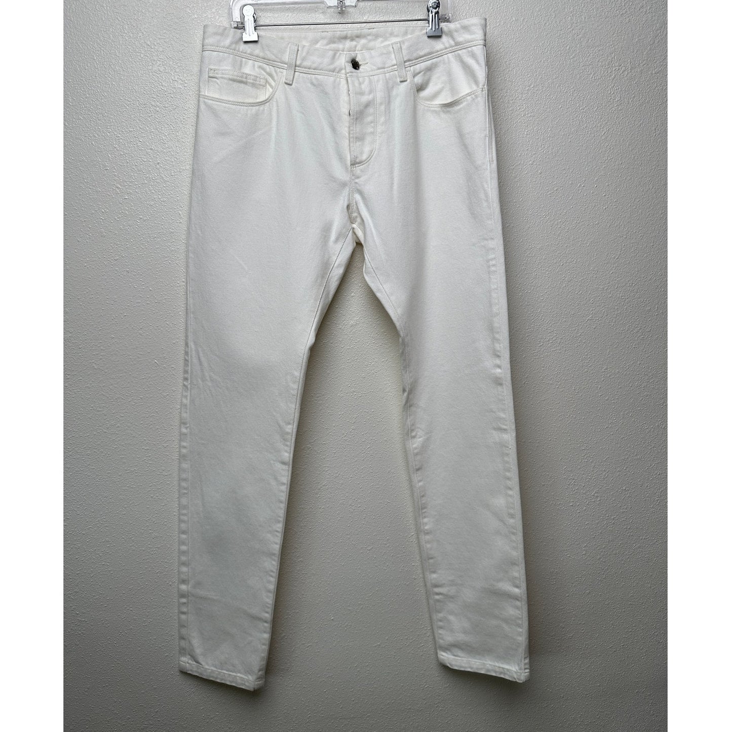 Moncler Men's Slim Fit Ivory White Jeans 5-Pocket Denim Sz36