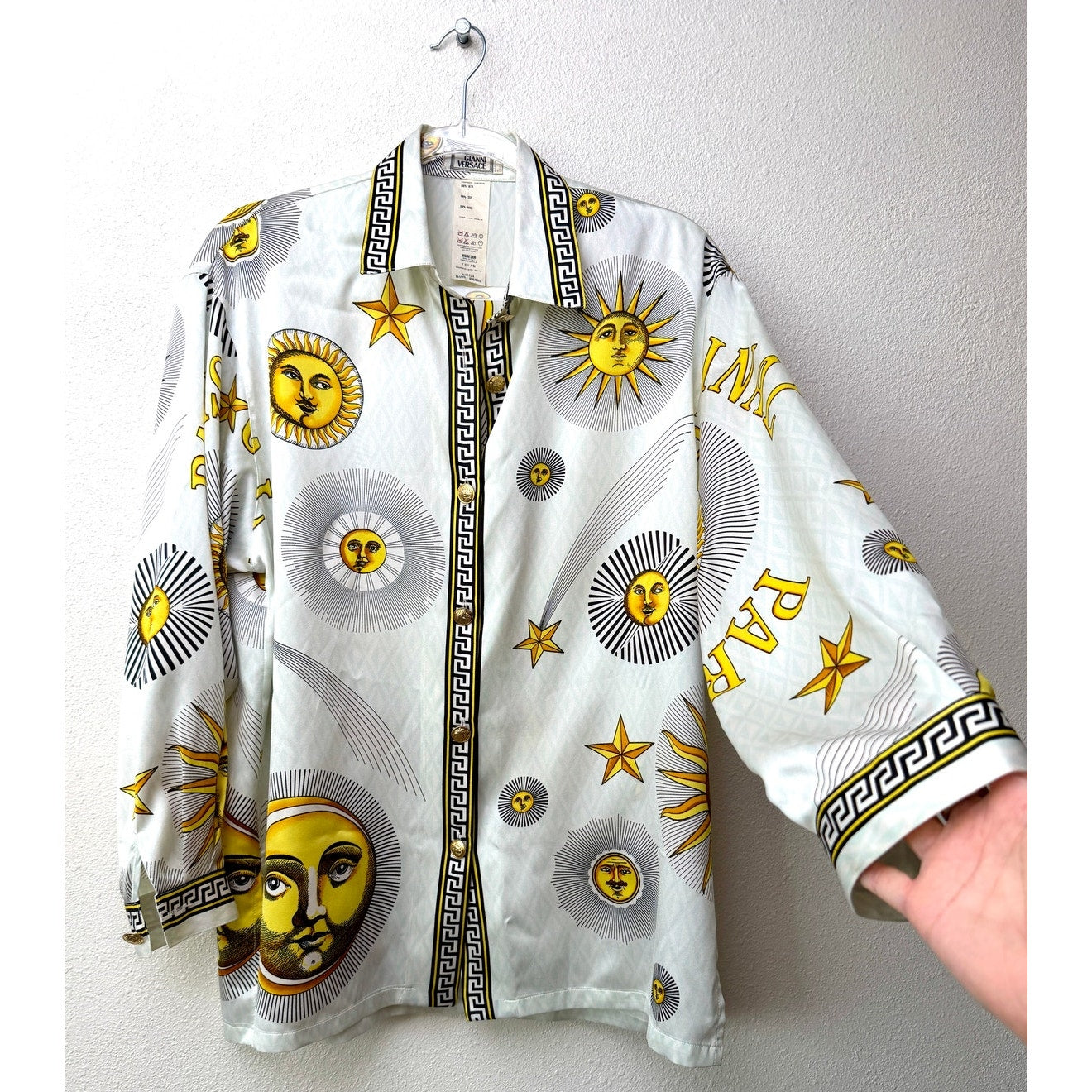 Gianni Versace Men's L White Celestial Silk Shirt