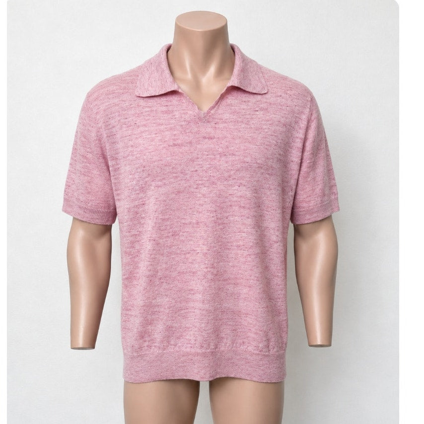 Brunello Cucinelli Polo Pink Men US XL Linen Knit